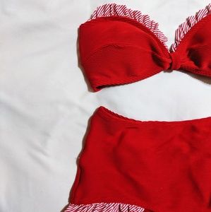 Red high-waisted bikini